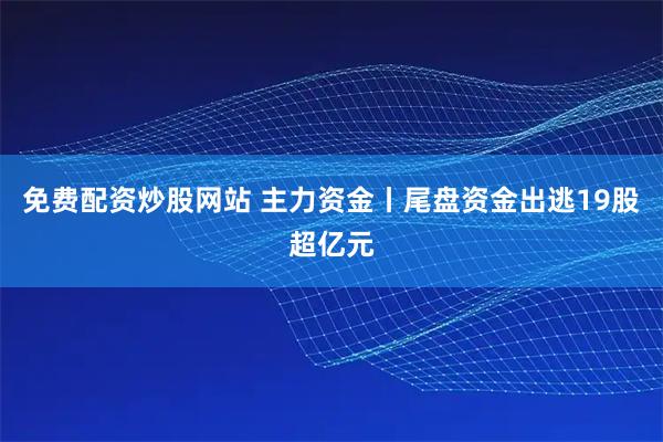 免费配资炒股网站 主力资金丨尾盘资金出逃19股超亿元